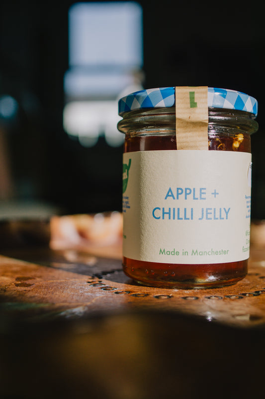 Apple chilli jelly for Christmas cheese boards - handmade artisan preserve gift. Foodie present.