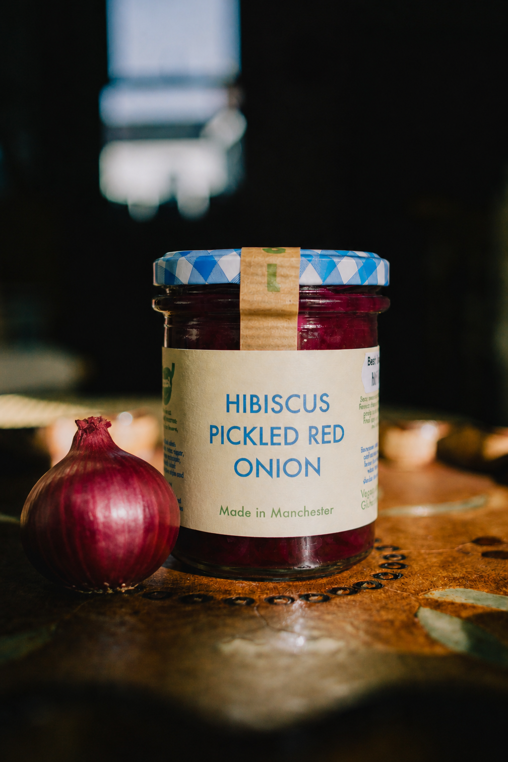 Jar of hibiscus pickled red onion, great foodie gift