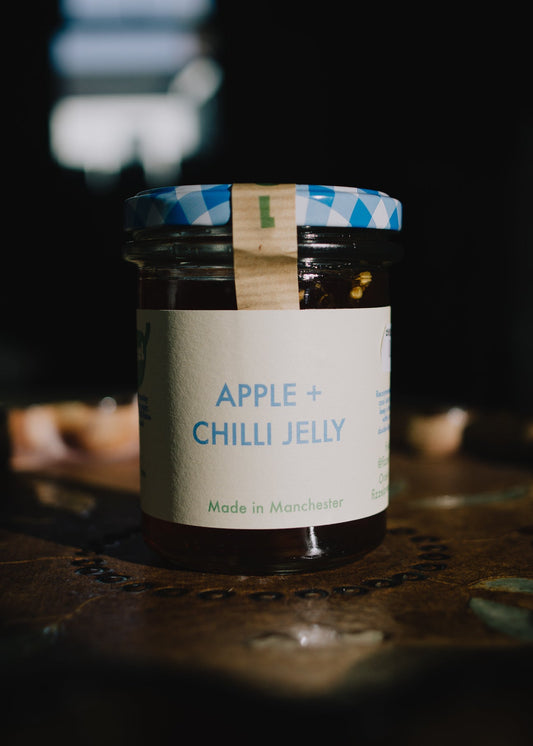Apple chilli jelly for Christmas cheese boards - handmade artisan preserve gift. Foodie gift.