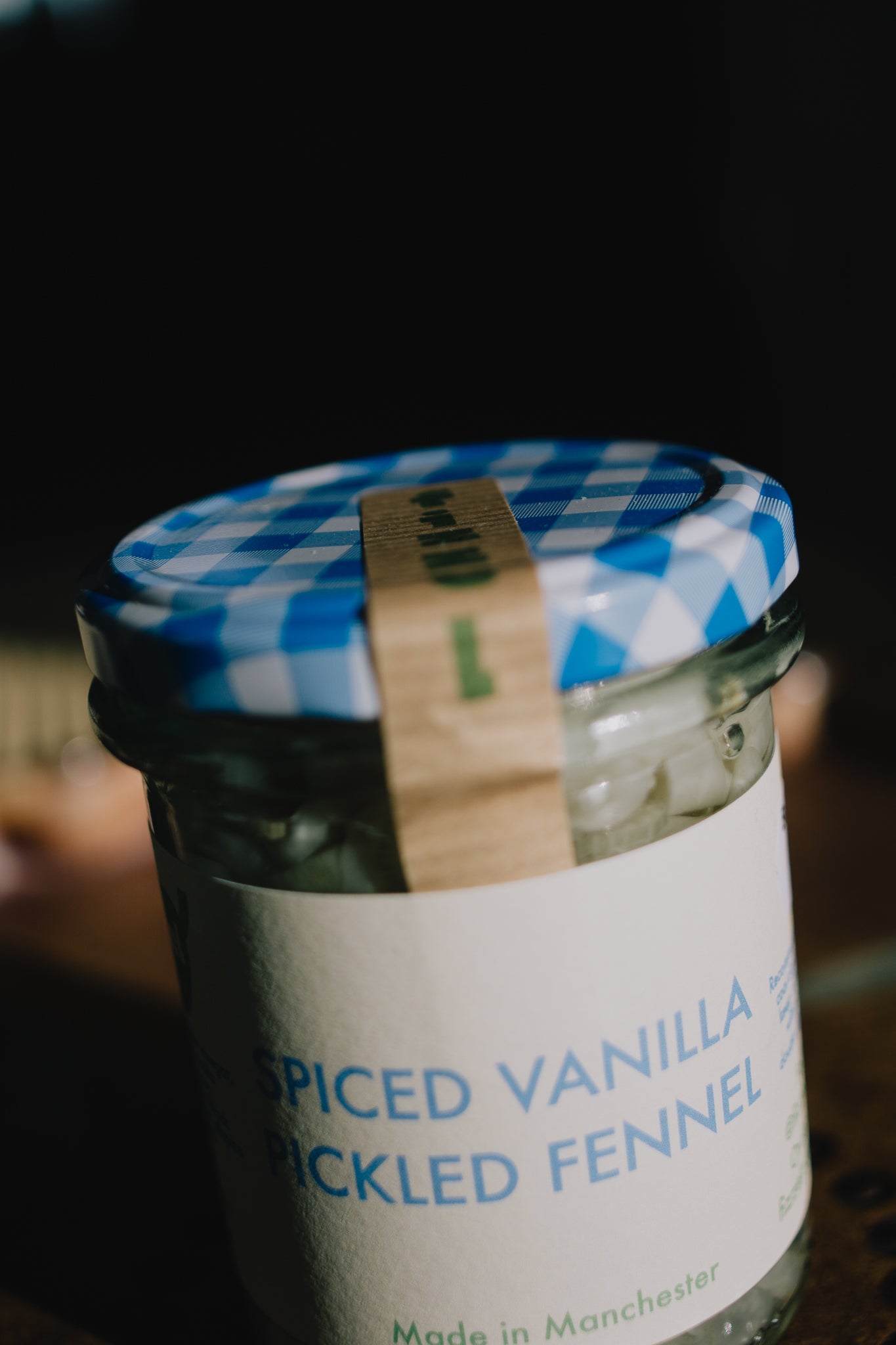 Jar of spiced vanilla pickled fennel. Christmas Gift set